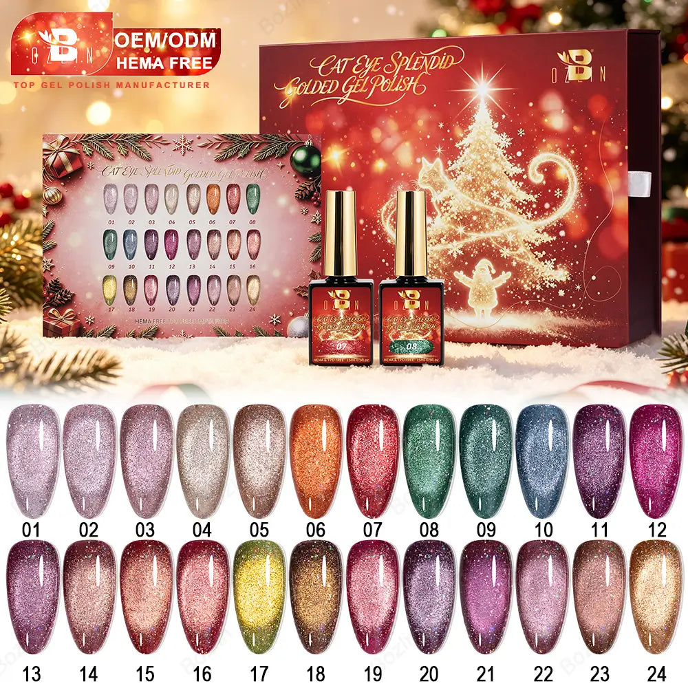 BOZLIN HEMA TPO TMPTA Free 24 Colors Cat Eye Gel Polish Set Christmas Series