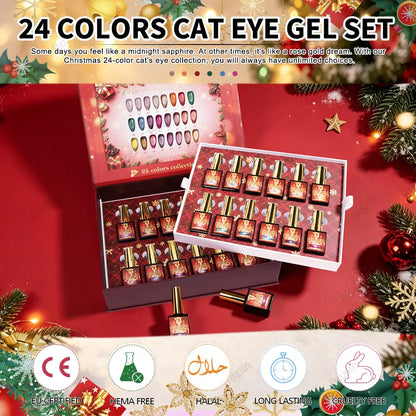 BOZLIN HEMA TPO TMPTA Free 24 Colors Cat Eye Gel Polish Set Christmas Series