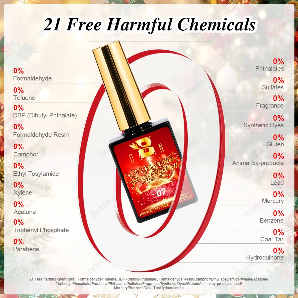 BOZLIN HEMA TPO TMPTA Free 24 Colors Cat Eye Gel Polish Set Christmas Series