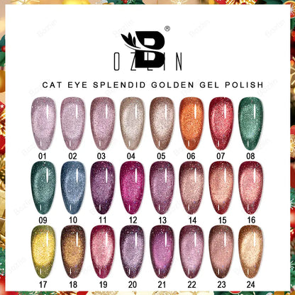 BOZLIN HEMA TPO TMPTA Free 24 Colors Cat Eye Gel Polish Set Christmas Series