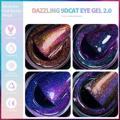 BOZLIN Cat Eye Gel Polish Set Hema Free Dazzling 9D Cat Eye Uv Led Nail Gel Polish