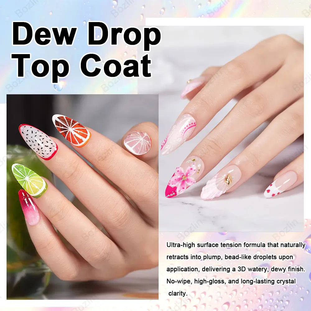 3d drop top coat gel nails
