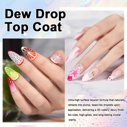 3d drop top coat gel nails