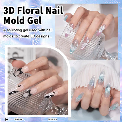 3d floral mold gel nails