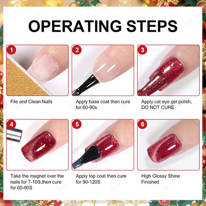 BOZLIN HEMA TPO TMPTA Free 24 Colors Cat Eye Gel Polish Set Christmas Series