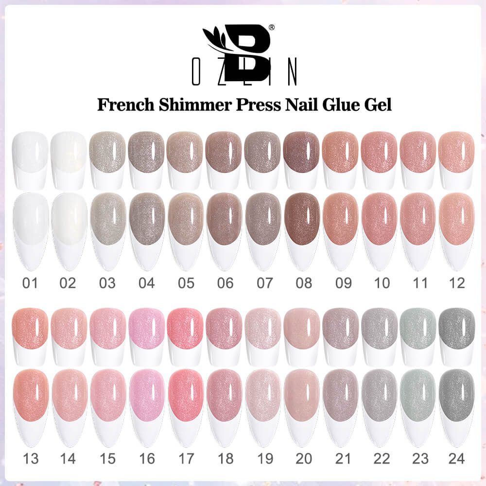 BOZLIN Shimmer Soft Nail Glue Gel Nail Tips Glue Gel for Press on French Nails