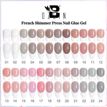 BOZLIN Shimmer Soft Nail Glue Gel Nail Tips Glue Gel for Press on French Nails