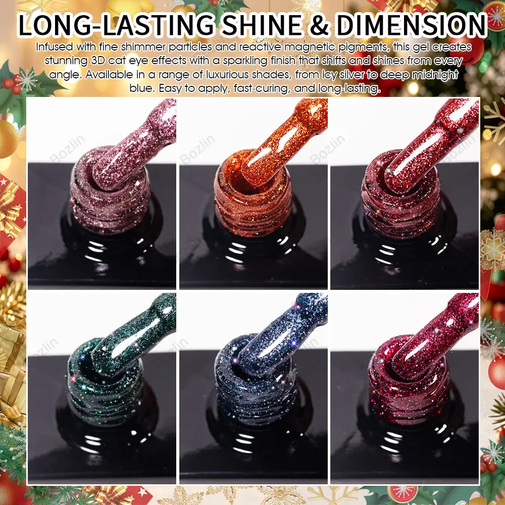 BOZLIN HEMA TPO TMPTA Free 24 Colors Cat Eye Gel Polish Set Christmas Series