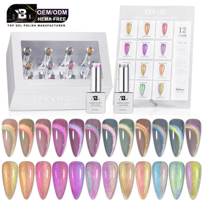 BOZLIN Hema Free Cat Eye Gel Set Aurora Starlit Color Change Magnetic Glitter Gel Nail Polish