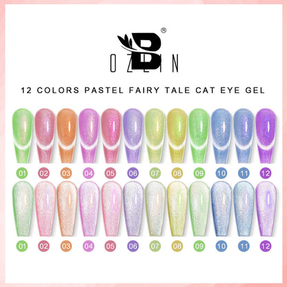 BOZLIN Cat Eye Gel Nail Polish 12 Colors Pastel Cateye Magnetic Uv Gel Polish Spring Collection