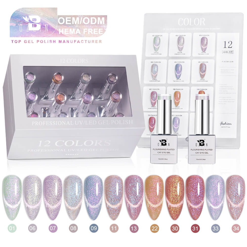 BOZLIN Cat Eye Gel Polish Set Hema Free Aurora Cat Eye Uv Gel Nail Polish Manufacturer