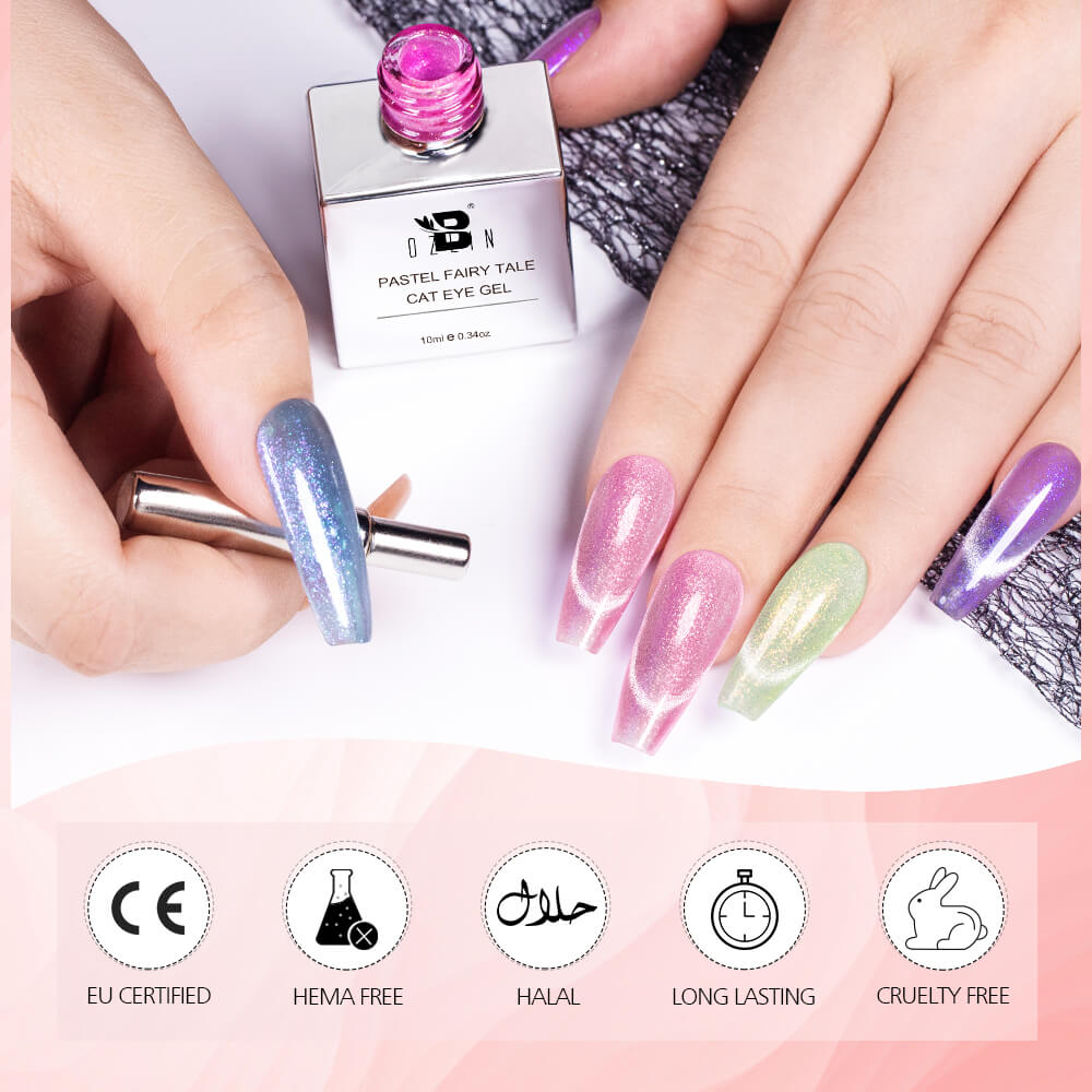 BOZLIN Cat Eye Gel Nail Polish 12 Colors Pastel Cateye Magnetic Uv Gel Polish Spring Collection