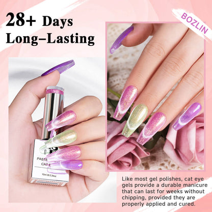 BOZLIN Cat Eye Gel Nail Polish 12 Colors Pastel Cateye Magnetic Uv Gel Polish Spring Collection