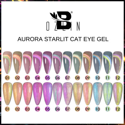 BOZLIN Hema Free Cat Eye Gel Set Aurora Starlit Color Change Magnetic Glitter Gel Nail Polish