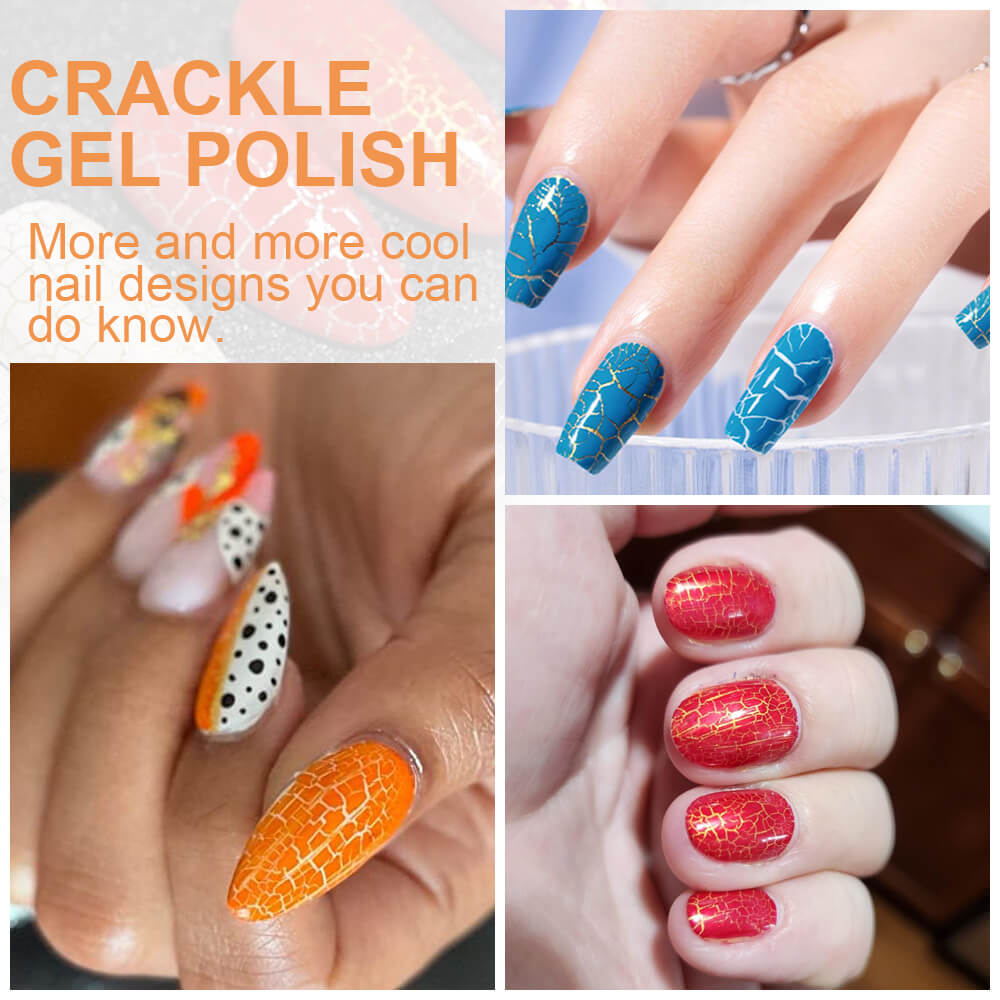 BOZLIN Crackle Gel Nail Polish 45 Colors Super Easy 3D Cracked Gel