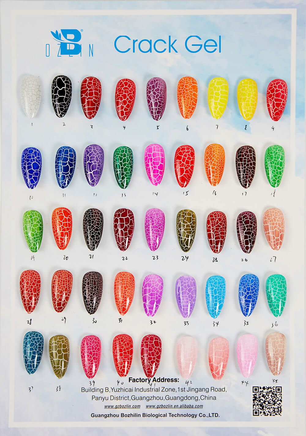 BOZLIN Crackle Gel Nail Polish 45 Colors Super Easy 3D Cracked Gel