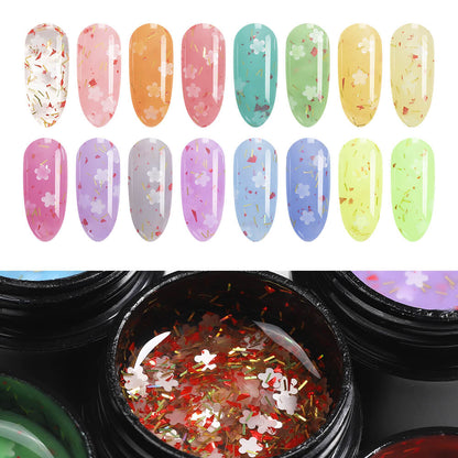 BOZLIN Sequins Nail Gel Polish 16 Colors Glitter UV LED Gel Polish for Nail Art