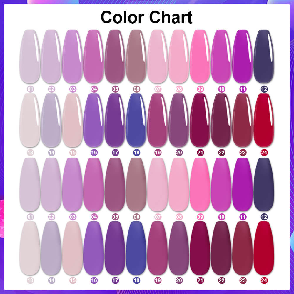 BOZLIN Purple Gel Polish 24 Colors Soak Off Uv Led Gel Nail Polish