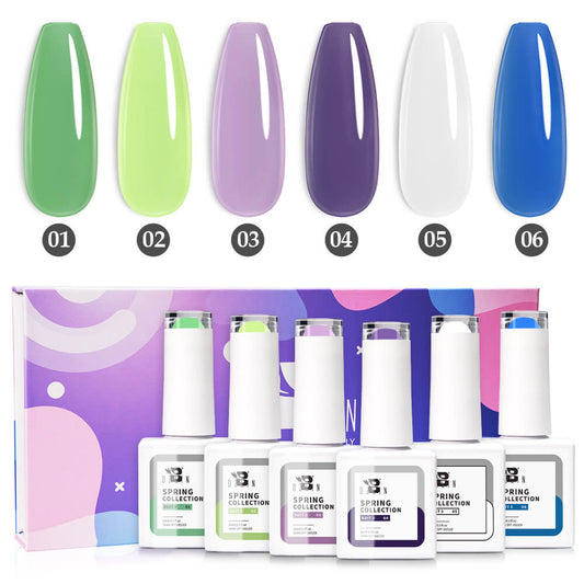 BOZLIN Trendy Spring Gel Polish 6 Colors Green Blue Uv Led Gel Nail Polish