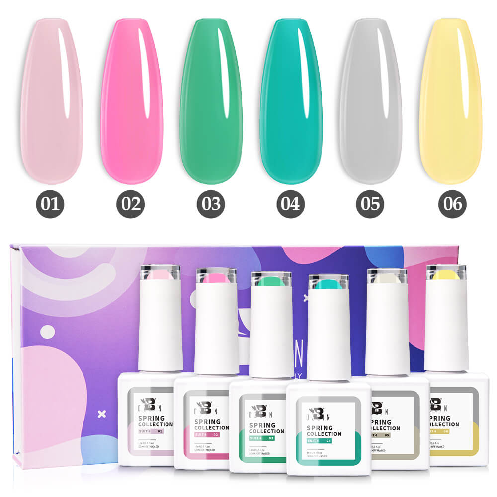 BOZLIN Color Gel Polish Spring Summer Series 6pcs Soak Off Uv Led Gel Nail Polish