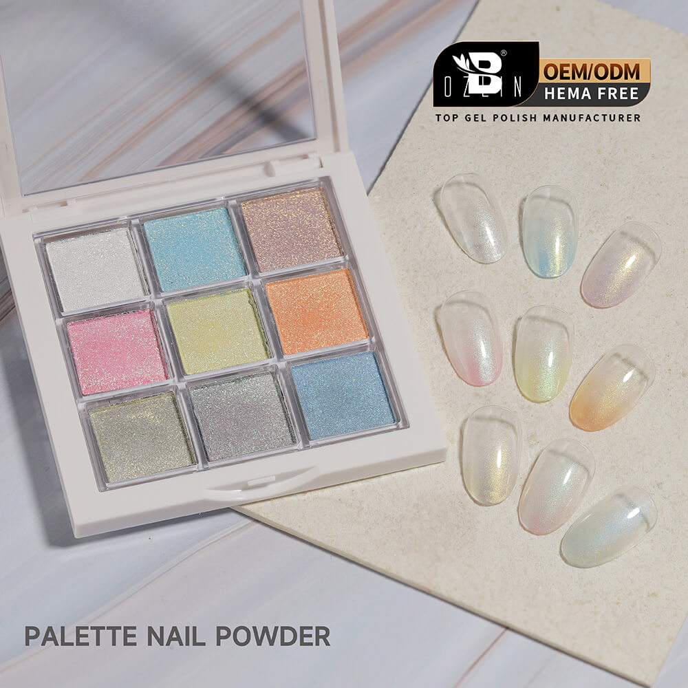 BOZLIN Nail Pigment Palette Gradient Solid Ombre Pigment Powder Palette for Nail