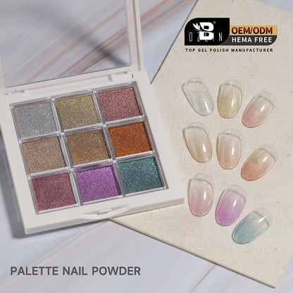 BOZLIN Nail Pigment Palette Gradient Solid Ombre Pigment Powder Palette for Nail