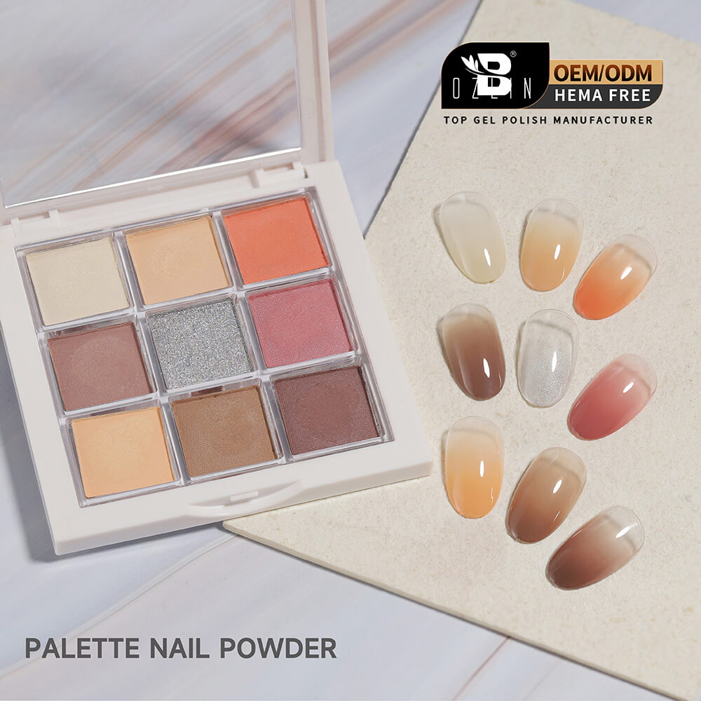 BOZLIN Nail Pigment Palette Gradient Solid Ombre Pigment Powder Palette for Nail