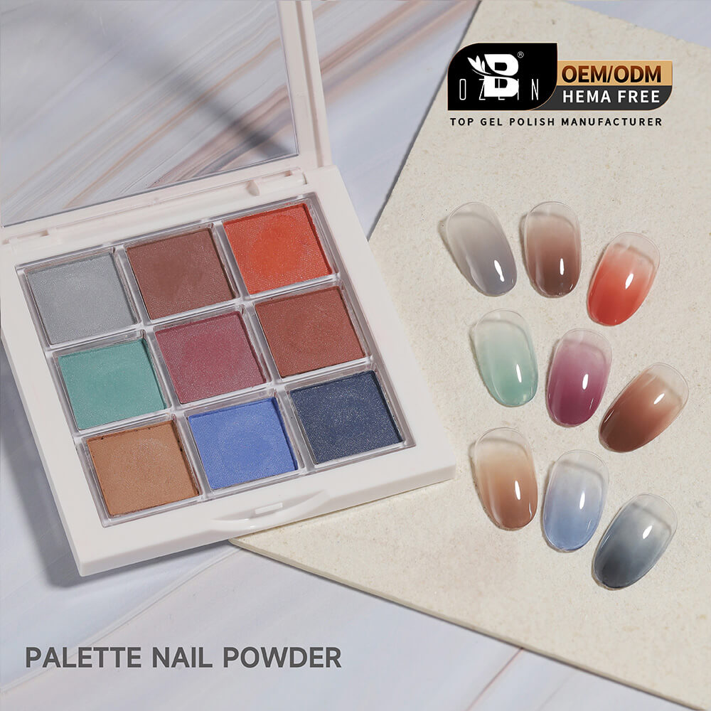 BOZLIN Nail Pigment Palette Gradient Solid Ombre Pigment Powder Palette for Nail