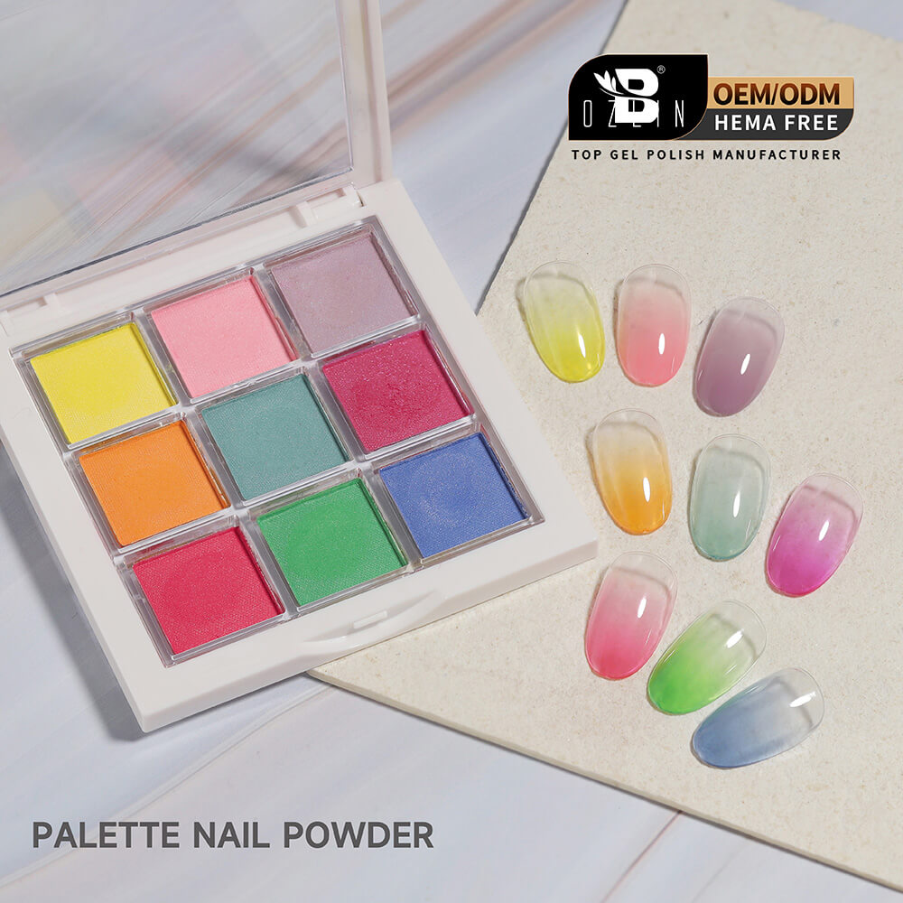 BOZLIN Nail Pigment Palette Gradient Solid Ombre Pigment Powder Palette for Nail