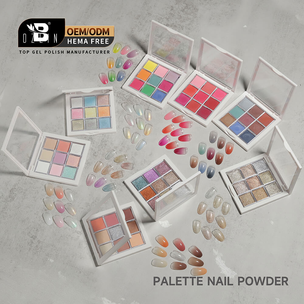 BOZLIN Nail Pigment Palette Gradient Solid Ombre Pigment Powder Palette for Nail