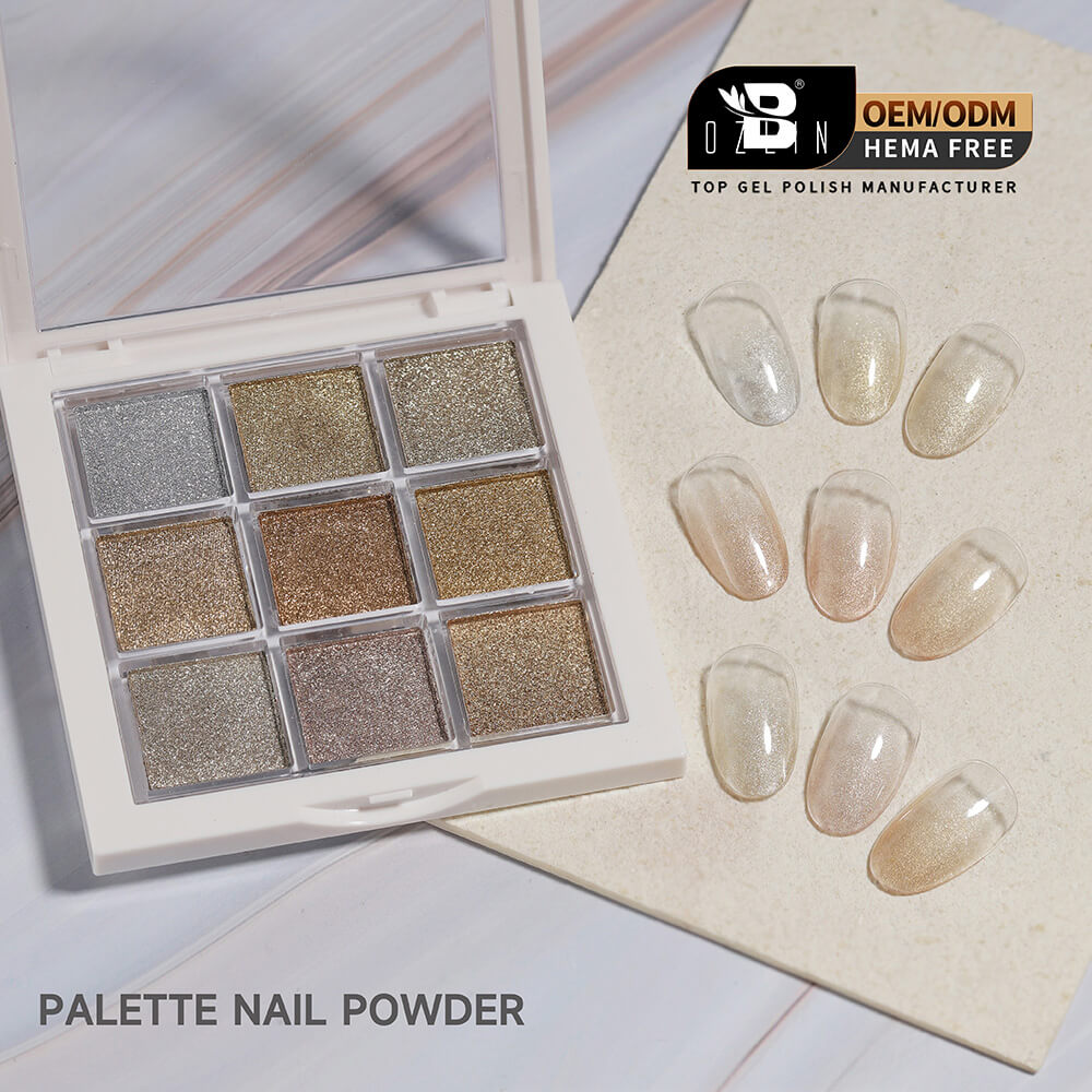 BOZLIN Nail Pigment Palette Gradient Solid Ombre Pigment Powder Palette for Nail