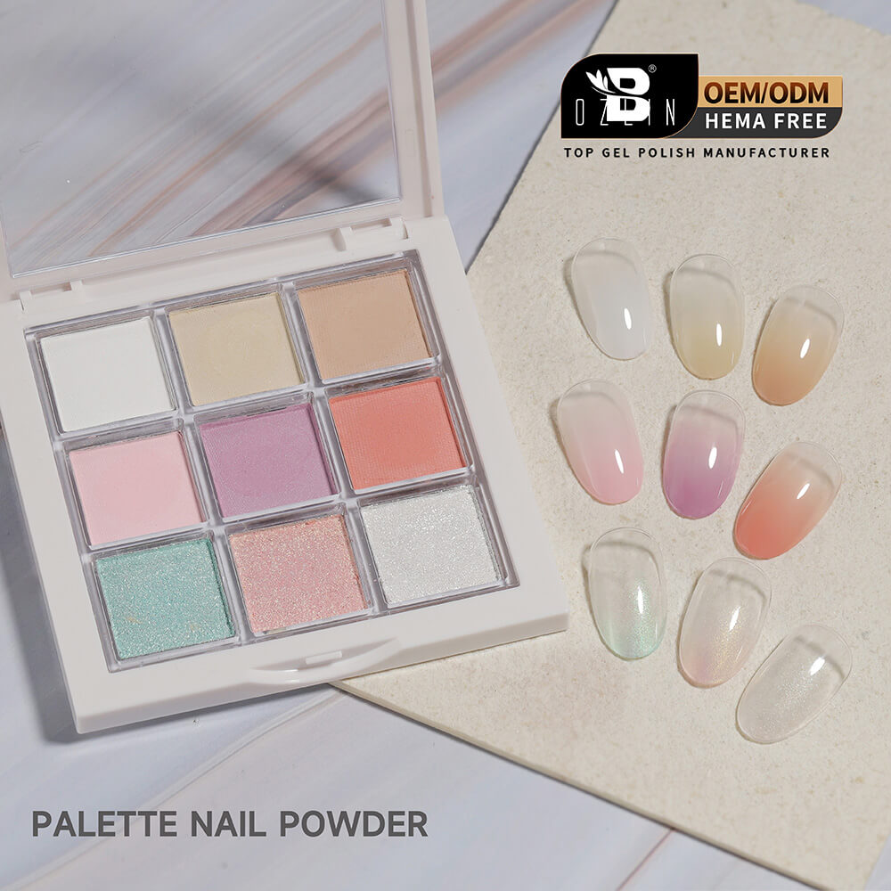 BOZLIN Nail Pigment Palette Gradient Solid Ombre Pigment Powder Palette for Nail