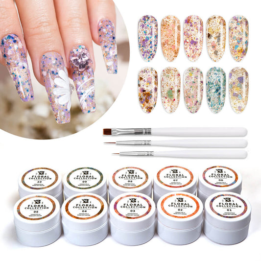 BOZLIN Sequin Gel Polish 10 Colors Luminous Glitter Nail Uv Gel Polish