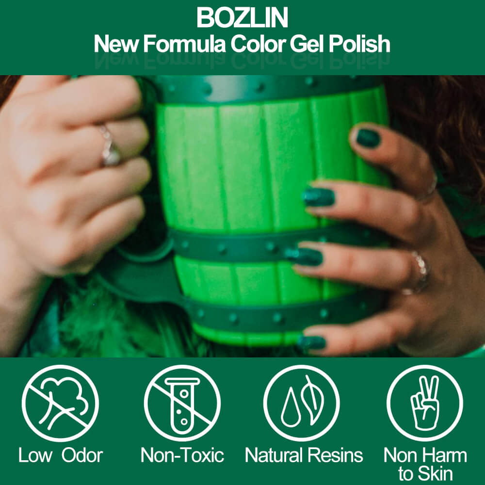 BOZLIN Gel Nail Polish Set 6 Colors Non Toxic Green Gel Polish for Nails