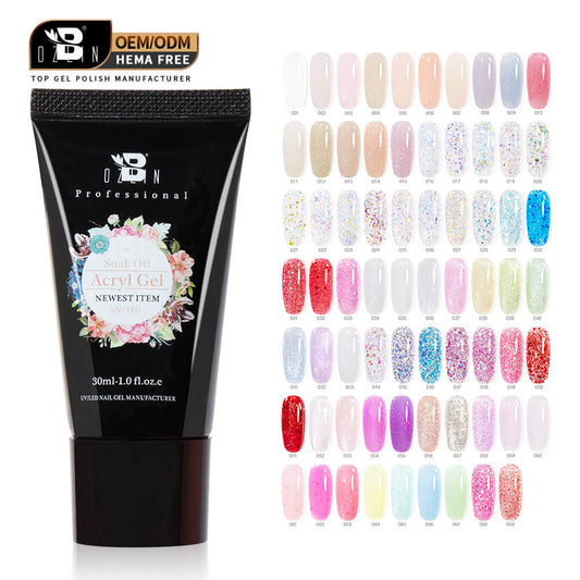 BOZLIN Nail Poly Gel 69 Colors Acrylic Builder Gel Glitter Nail Extension Gel