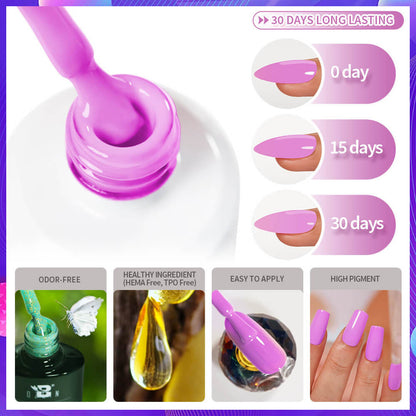 BOZLIN Purple Gel Polish 24 Colors Soak Off Uv Led Gel Nail Polish