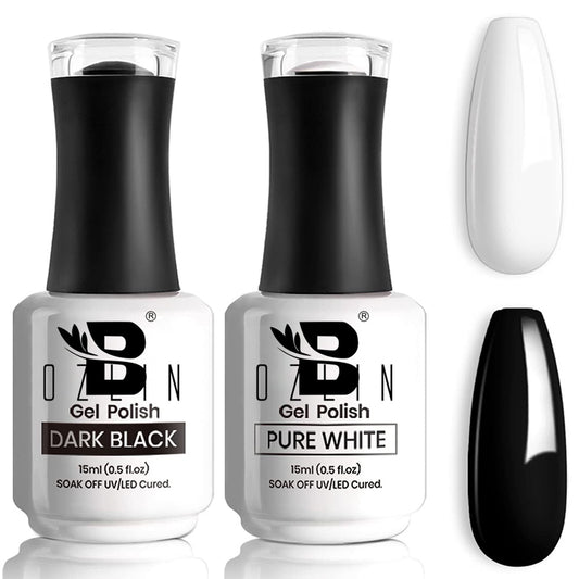 BOZLIN Color Gel Polish Super Black and White Soak Off Uv Nail Gel Polish