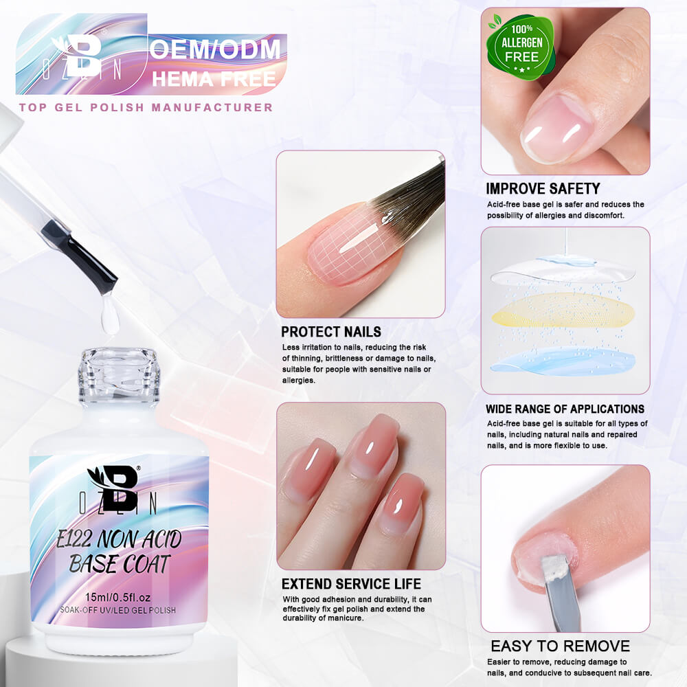BOZLIN Non Acid Base Gel Hema TPO Free Acid Free Base Boat Gel Polish ...