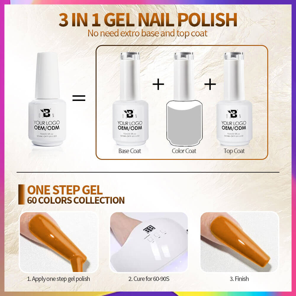 BOZLIN One Step Gel Polish Factory Custom Wholesale Uv Led Gel Nail Polish