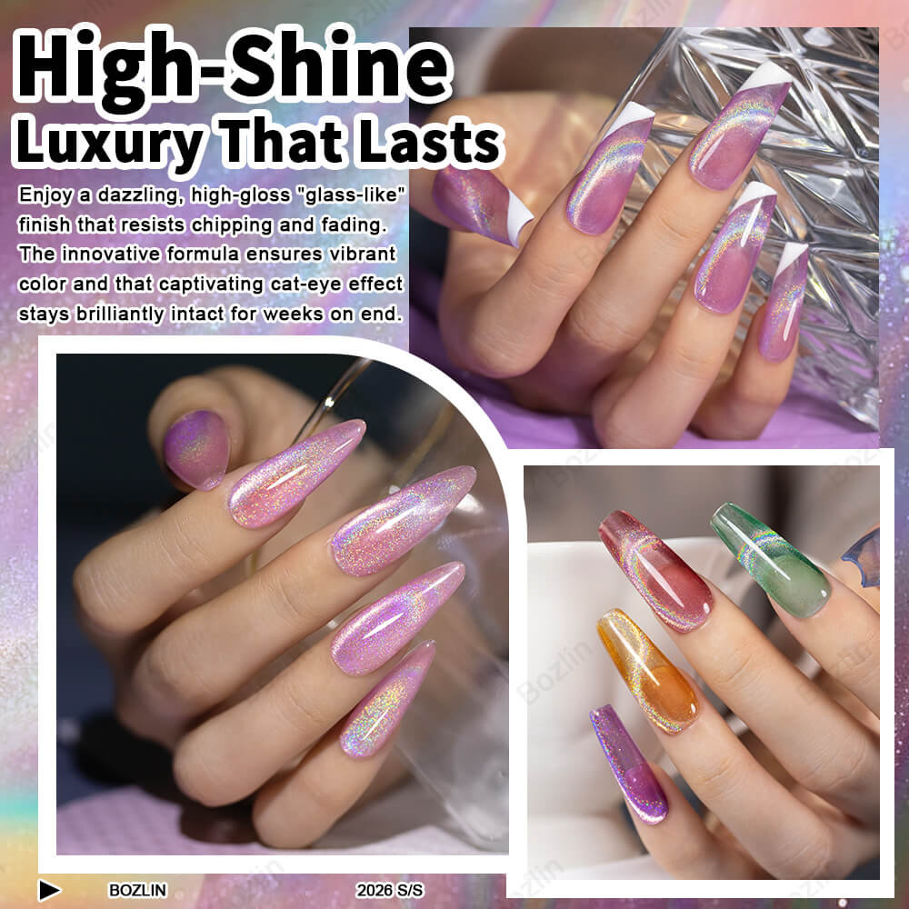 rainbow cat eye gel nail polish