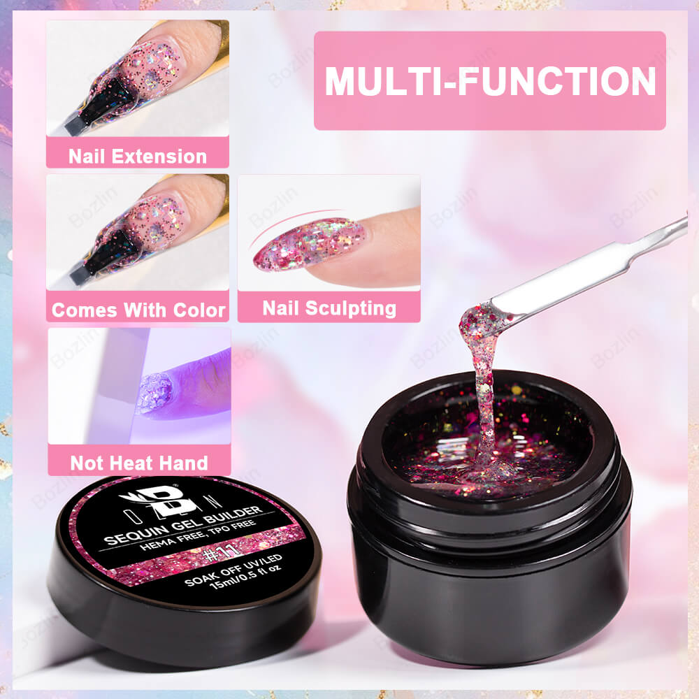 sequin nail builder gel