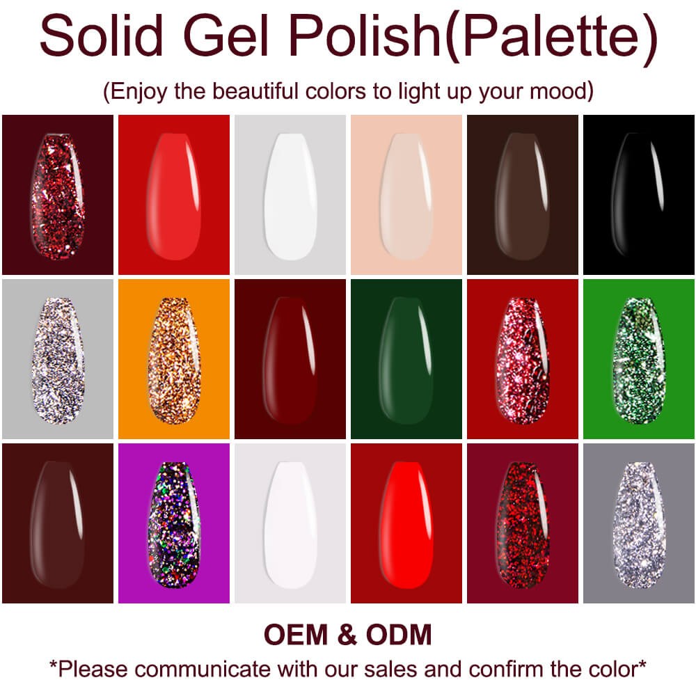 BOZLIN Solid Colors Gel Polish 6Pcs Glitter Nail Art Gel Polish Palette