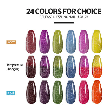 BOZLIN Mood Change Reflective Gel 24 Colors Changing Sparkle Gel Polish