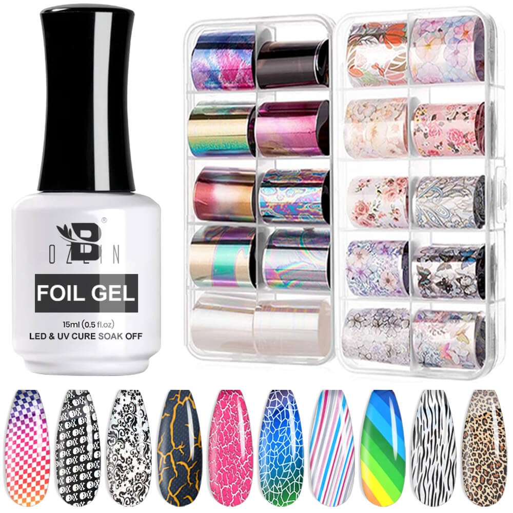 BOZLIN Nail Foil Glue Gel 15ml Nail Art Nail Foil Transfer Gel