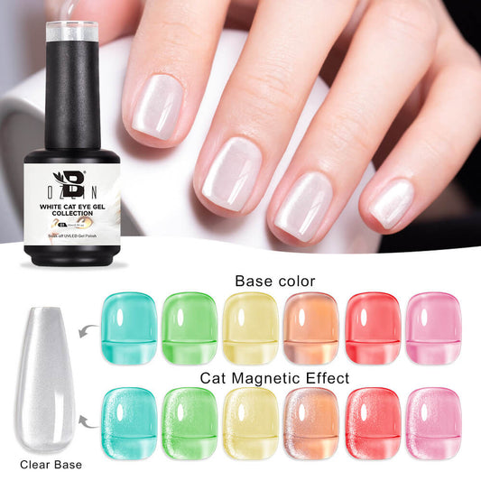 BOZLIN White Cat Eye Gel Polish Hema Free High Gloss Cat Eye Uv Led Gel Nail Polish